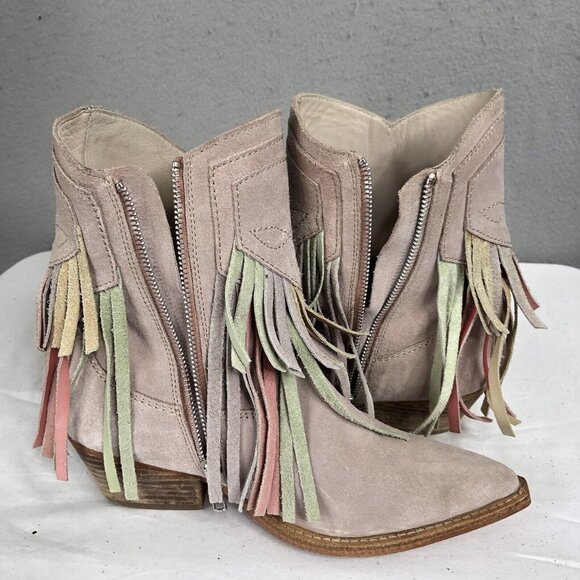 Free People Boots Womens 8 US 38 EU Lawless Fringe Pastel Western Boho Rodeo - Picture 13 of 16